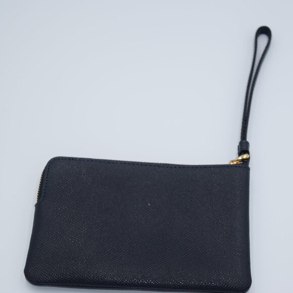 COACH CORNER ZIP WRISTLET IN CROSSGRAIN LEATHER, NAVY BLUE - NWT - Picture 5 of 7